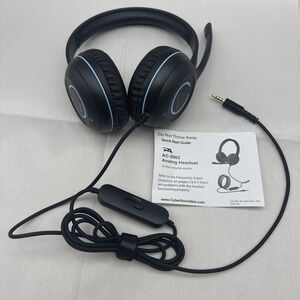 Cyber Acoustics Stereo Headset AC-5002, Single 3.5mm Plug w/out Box UNUSED *READ